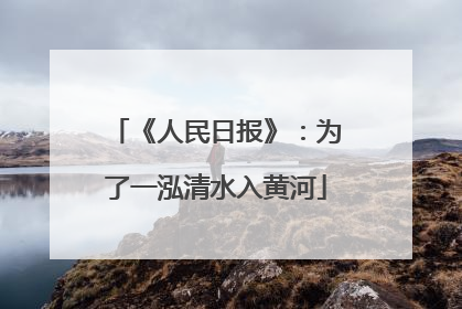 《人民日报》：为了一泓清水入黄河