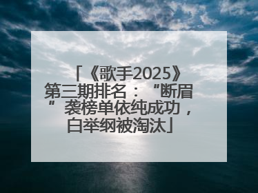 《歌手2025》第三期排名：“断眉”袭榜单依纯成功，白举纲被淘汰