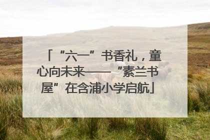 “六一”书香礼，童心向未来——“素兰书屋”在含浦小学启航