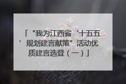 “我为江西省‘十五五’规划建言献策”活动优质建言选登（一）
