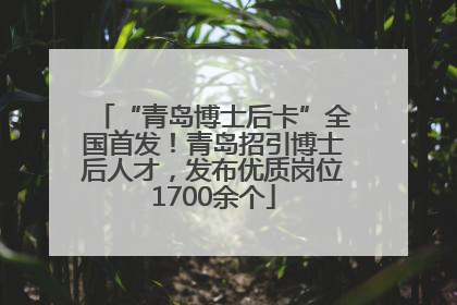 “青岛博士后卡”全国首发！青岛招引博士后人才，发布优质岗位1700余个