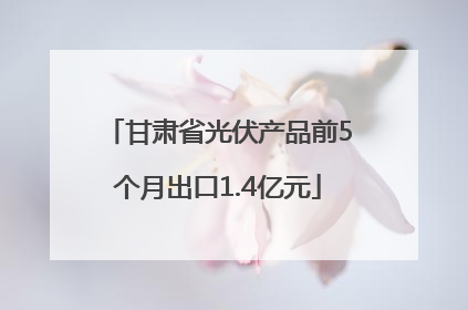 甘肃省光伏产品前5个月出口1.4亿元