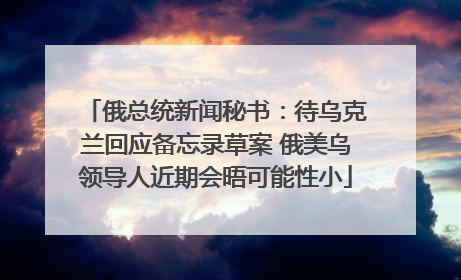 俄总统新闻秘书：待乌克兰回应备忘录草案 俄美乌领导人近期会晤可能性小