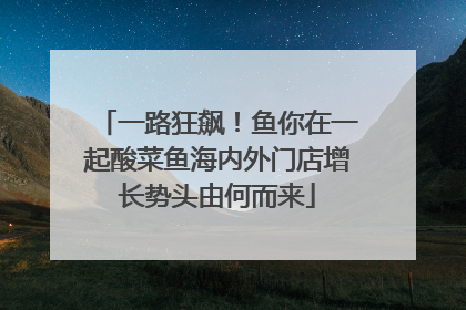一路狂飙！鱼你在一起酸菜鱼海内外门店增长势头由何而来