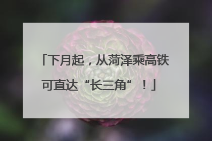 下月起，从菏泽乘高铁可直达“长三角”！