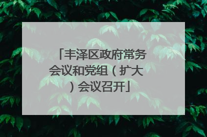 丰泽区政府常务会议和党组（扩大）会议召开