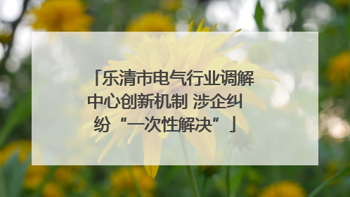 乐清市电气行业调解中心创新机制 涉企纠纷“一次性解决”