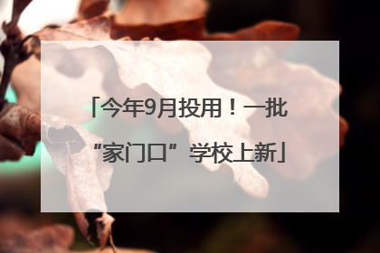今年9月投用！一批“家门口”学校上新