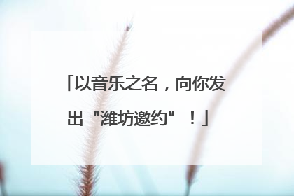 以音乐之名，向你发出“潍坊邀约”！