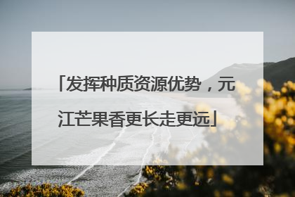 发挥种质资源优势，元江芒果香更长走更远