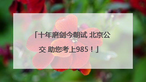 十年磨剑今朝试 北京公交 助您考上985！