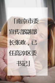 南京市委宣传部副部长张政，已任高淳区委书记