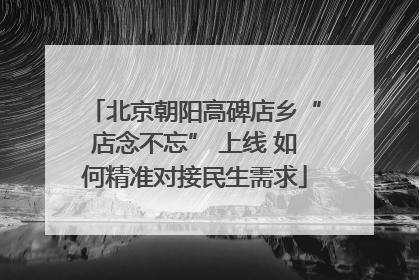 北京朝阳高碑店乡“店念不忘” 上线 如何精准对接民生需求