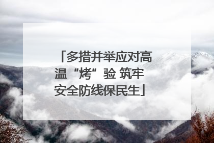 多措并举应对高温“烤”验 筑牢安全防线保民生