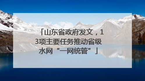 山东省政府发文，13项主要任务推动省级水网“一网统管”