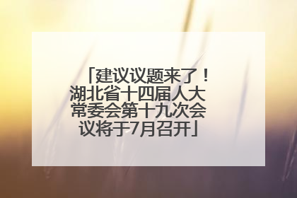 建议议题来了！湖北省十四届人大常委会第十九次会议将于7月召开