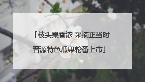 枝头果香浓 采摘正当时 晋源特色瓜果轮番上市