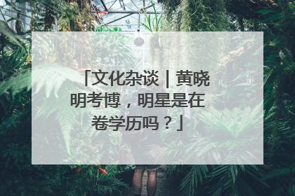 文化杂谈｜黄晓明考博，明星是在卷学历吗？