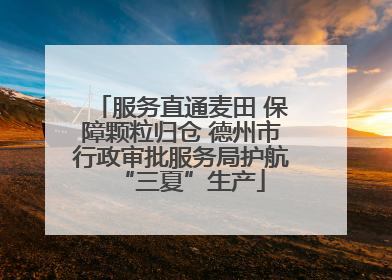 服务直通麦田 保障颗粒归仓 德州市行政审批服务局护航“三夏”生产