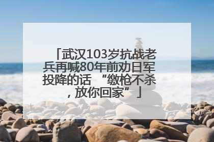 武汉103岁抗战老兵再喊80年前劝日军投降的话 “缴枪不杀，放你回家”