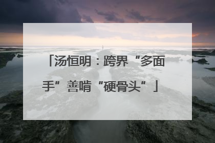 汤恒明：跨界“多面手”善啃“硬骨头”