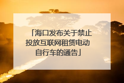 海口发布关于禁止投放互联网租赁电动自行车的通告