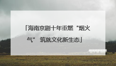 海南京剧十年重燃“烟火气” 筑就文化新生态