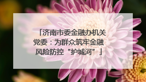 济南市委金融办机关党委：为群众筑牢金融风险防控“护城河”