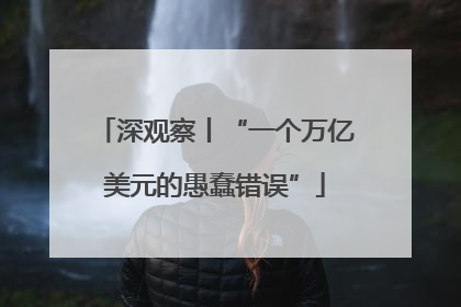 深观察丨“一个万亿美元的愚蠢错误”