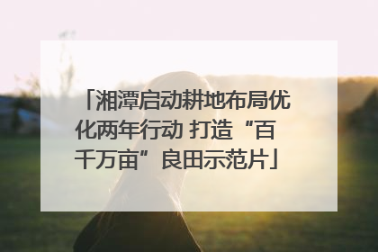湘潭启动耕地布局优化两年行动 打造“百千万亩”良田示范片