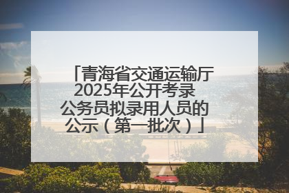 青海省交通运输厅2025年公开考录公务员拟录用人员的公示（第一批次）