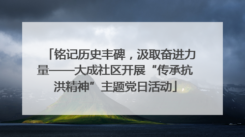 铭记历史丰碑，汲取奋进力量——大成社区开展“传承抗洪精神”主题党日活动