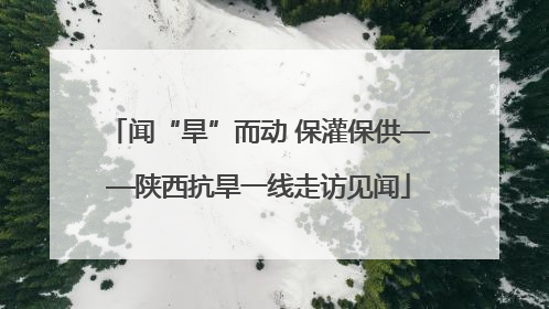闻“旱”而动 保灌保供——陕西抗旱一线走访见闻