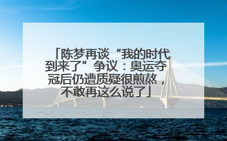 陈梦再谈“我的时代到来了”争议：奥运夺冠后仍遭质疑很煎熬，不敢再这么说了