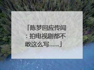 陈梦回应传闻：拍电视剧都不敢这么写……