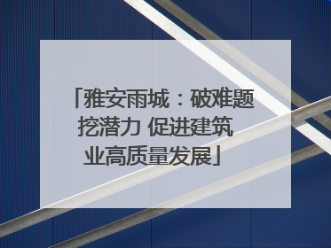 雅安雨城：破难题 挖潜力 促进建筑业高质量发展