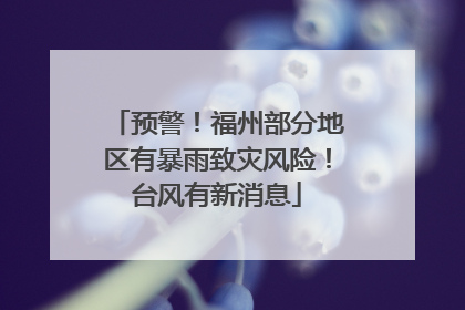 预警！福州部分地区有暴雨致灾风险！台风有新消息